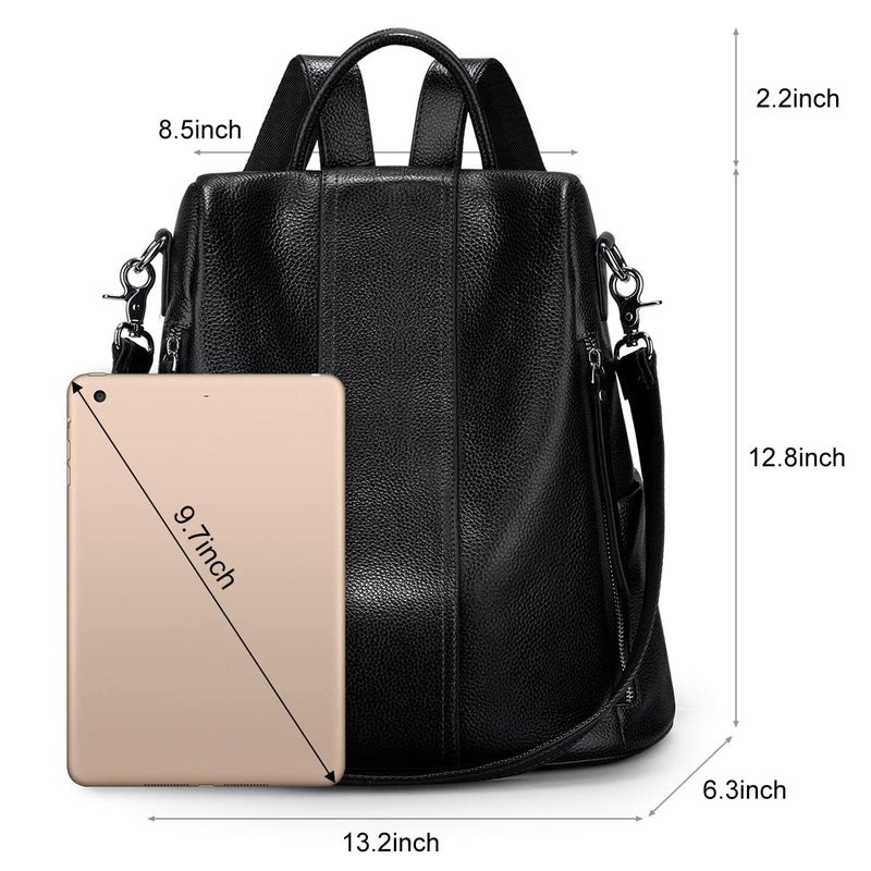 S-ZONE Leather Backpack Purses for Women Antitheft Rucksack Shoulder Bag Medium - Image 4